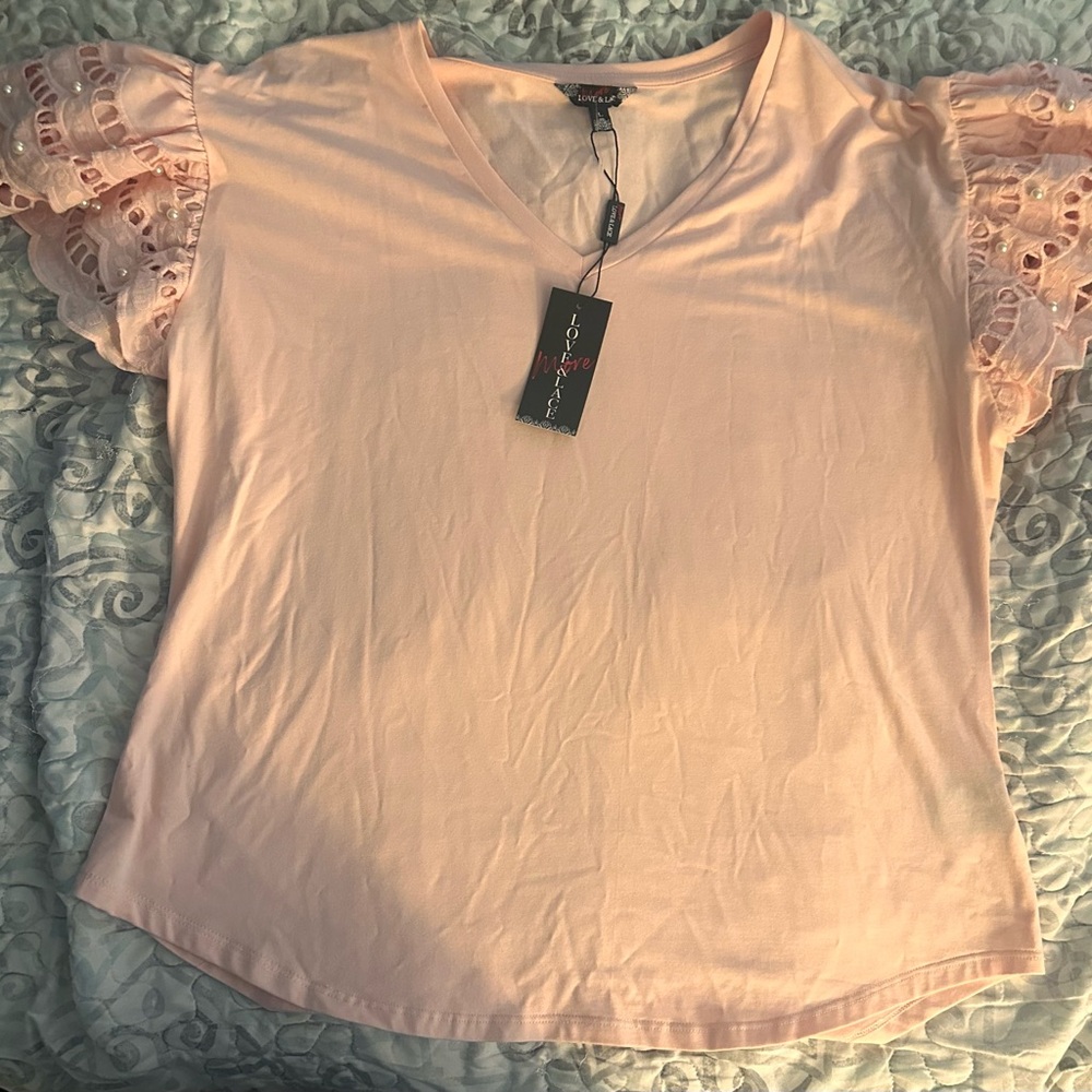 Love & Lace Pink Ruffled Blouse